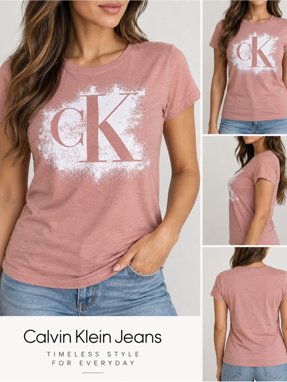 Calvin Klein Jeans Pink CK Logo Graphic T-Shirt Women’s Small
